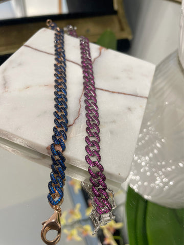 Coloured Link Chain Ice Bracelet